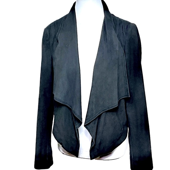 Cole Haan Jackets & Blazers - COLE HAAN Women’s Leather Suede Long Sleeve Open Front Jacket Black Size S Flowy